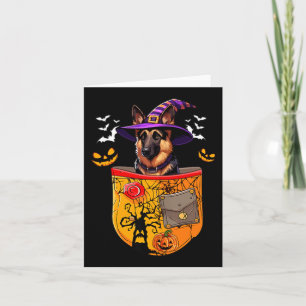 German Shepherd As Witch In Pocket Halloween Dog Card