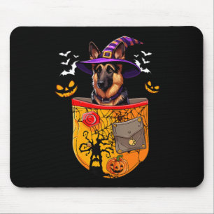 German Shepherd As Witch In Pocket Halloween Dog Mouse Pad
