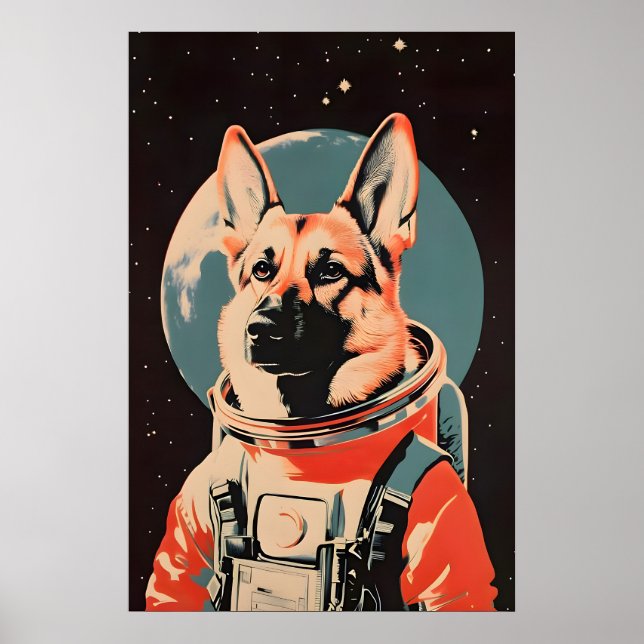 German Shepherd Astronaut Poster, German Shepherd Poster (Front)