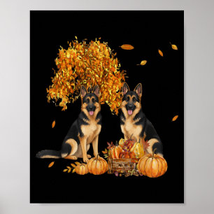 German Shepherd Autumn Leaf Fall Dog Halloween Poster