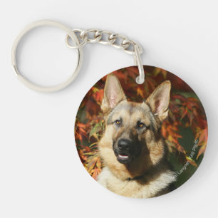 German Shepherd Autumn Leaves Key Ring