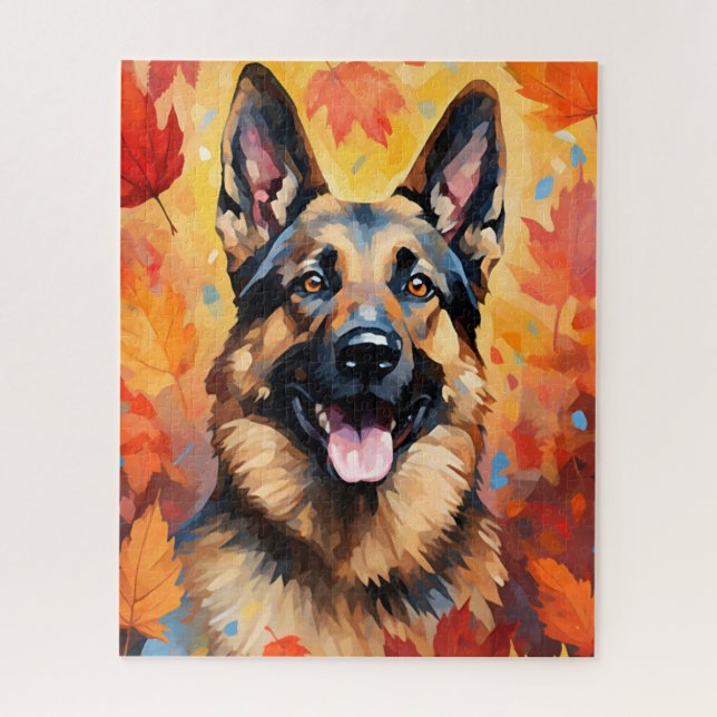 German Shepherd Autumn Thanksgiving  Jigsaw Puzzle (Vertical)