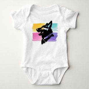 German Shepherd Baby Bodysuit Colorful