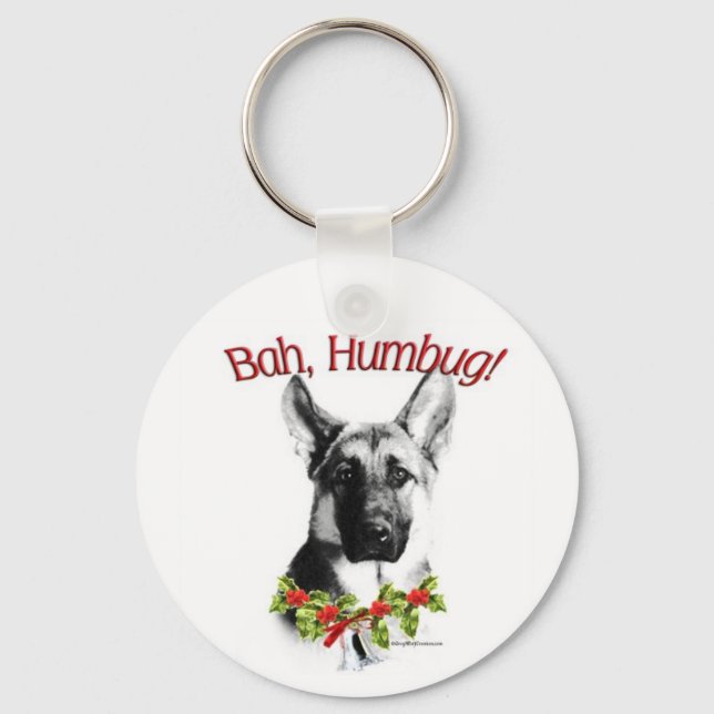German Shepherd Bah Humbug Keychain (Front)