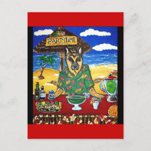 German Shepherd Bartender Postcard
