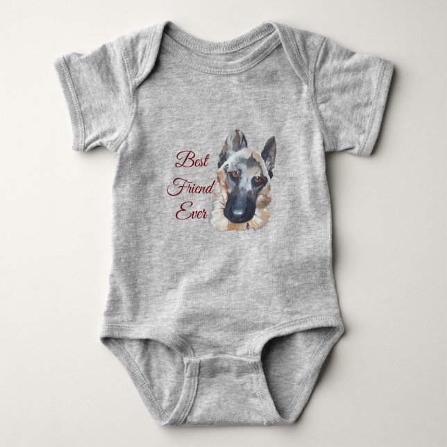 German Shepherd Best Friend Baby Bodysuit (Front)