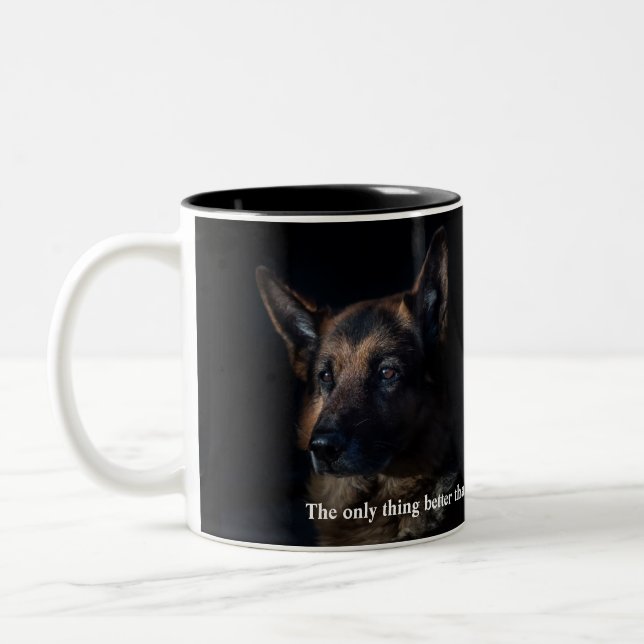 German Shepherd Better than Coffee Customize Two-Tone Coffee Mug (Left)