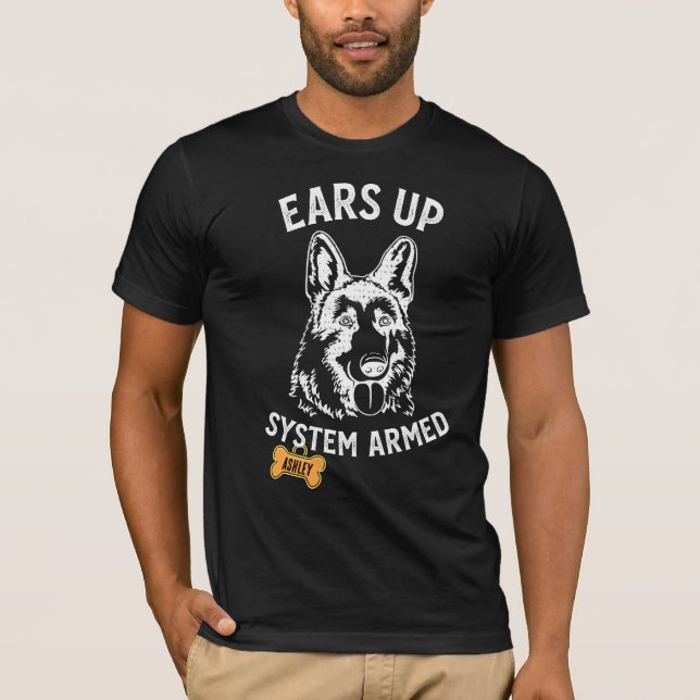 German Shepherd Big dog Armed T-Shirt (Front)