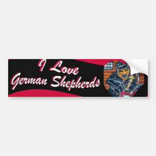 German Shepherd Biker Bumper Sticker