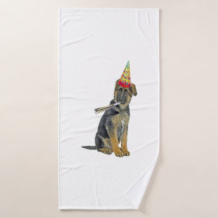German Shepherd Birthday Bath Towel