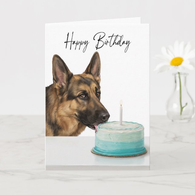 German Shepherd Birthday Cake Inspector Card (Small Plant)