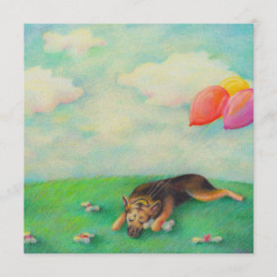 German shepherd birthday girl cute fun art drawing announcement