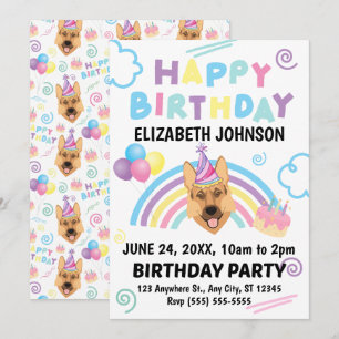 German Shepherd Birthday Invitation 