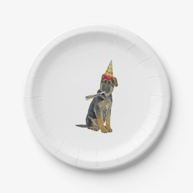 German Shepherd Birthday  Paper Plate (Front)