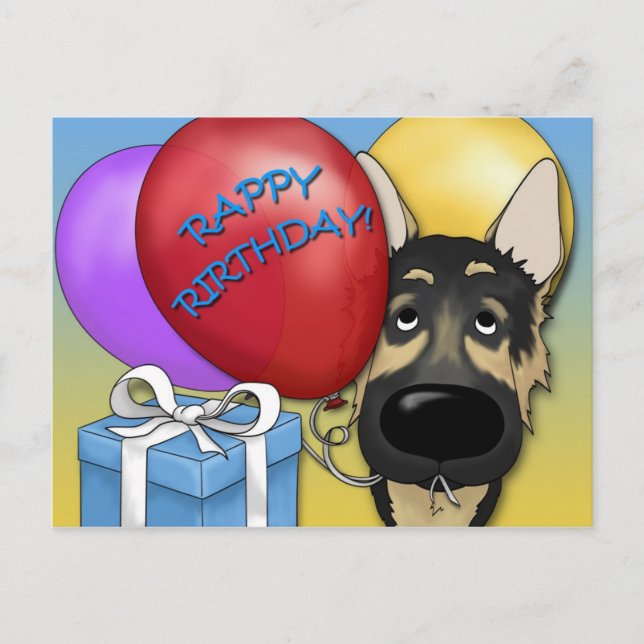 German Shepherd Birthday Postcard (Front)