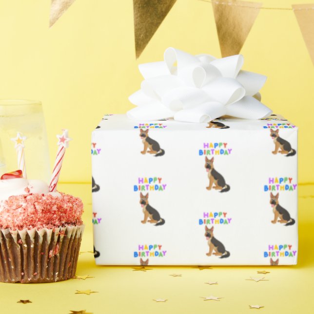 German Shepherd Birthday Wrapping Paper (Birthday Party)