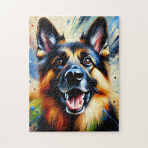 German Shepherd Black and Tan Dog Acrylic Print Jigsaw Puzzle