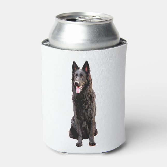 German Shepherd Black Dog  Can Cooler (Can Front)