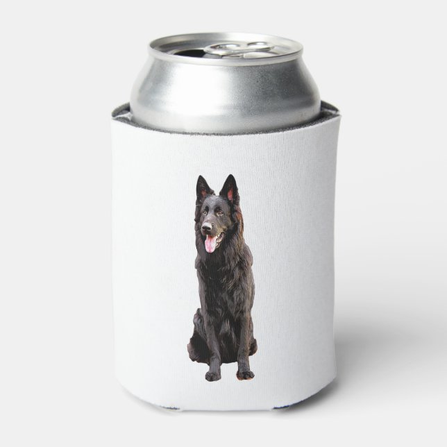 German Shepherd Black Dog  Can Cooler (Can Front)