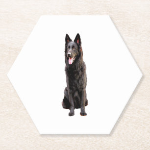 German Shepherd Black Dog  Paper Coaster