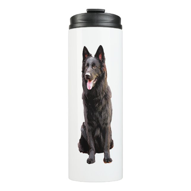 German Shepherd Black Dog  Thermal Tumbler (Front)