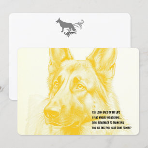 German Shepherd Black Silhouette Thank You Card
