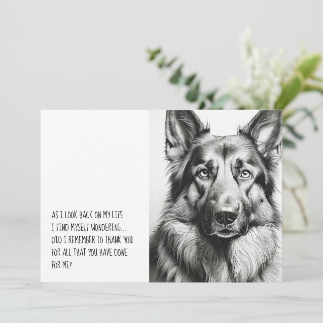 German Shepherd Black Silhouette Thank You Card (Standing Front)