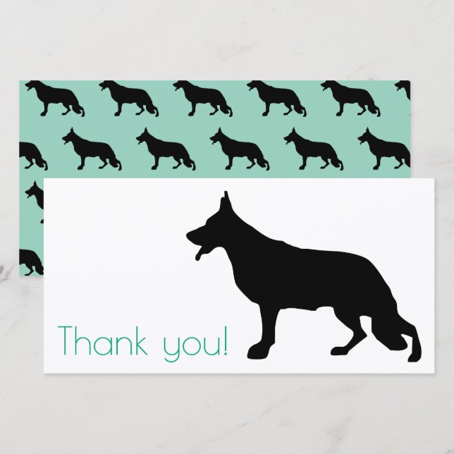 German Shepherd Black Silhouette Thank You Card (Front/Back)