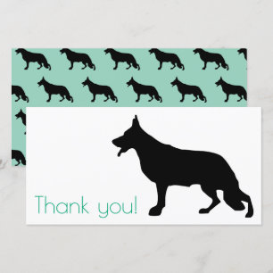 German Shepherd Black Silhouette Thank You Card