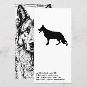 German Shepherd Black Silhouette Thank You Card