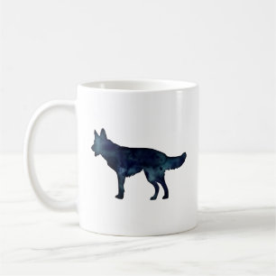 German Shepherd Black Watercolor Silhouette Coffee Mug