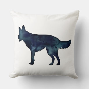 German Shepherd Black Watercolor Silhouette Cushion