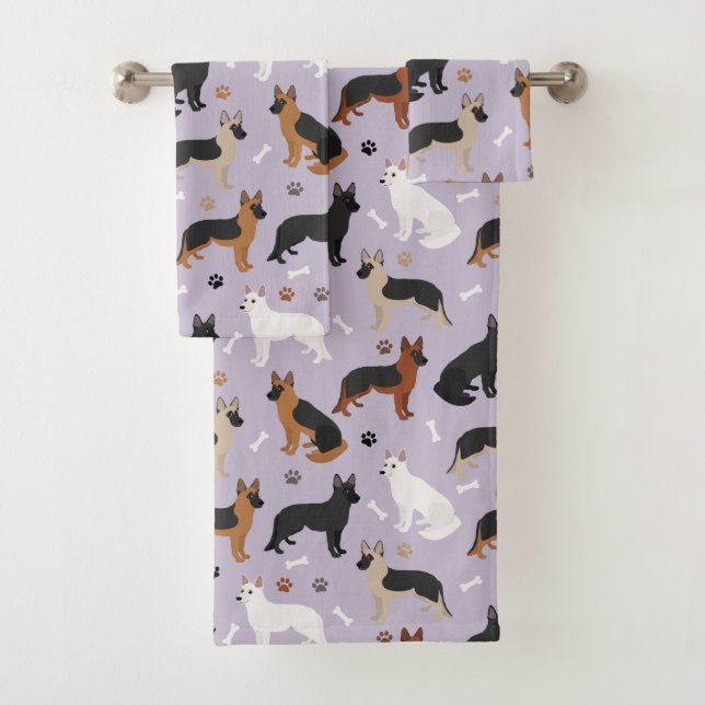 German Shepherd Bones and Paws Bath Towel Set (Insitu)