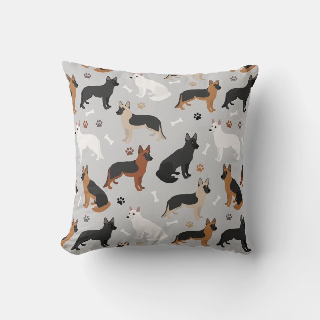German Shepherd Bones and Paws Cushion (Front)