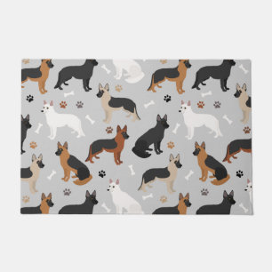 German Shepherd Bones and Paws Doormat