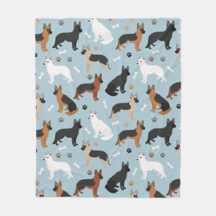 German Shepherd Bones and Paws Fleece Blanket