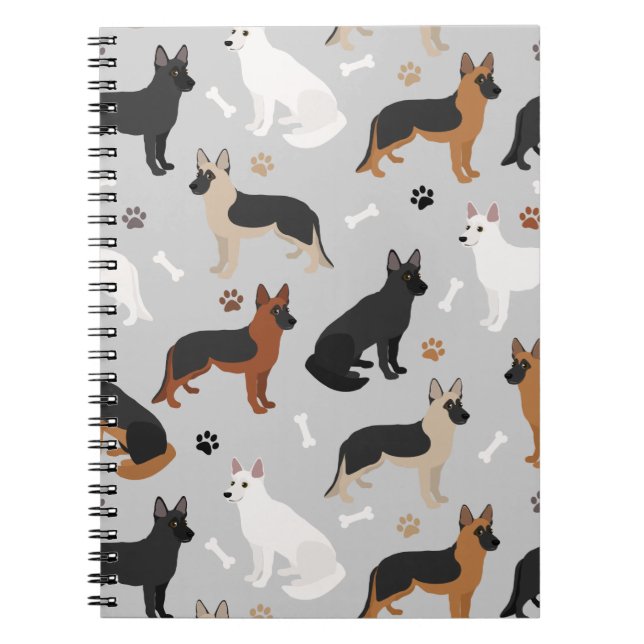German Shepherd Bones and Paws Notebook (Front)