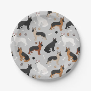 German Shepherd Bones and Paws Paper Plate