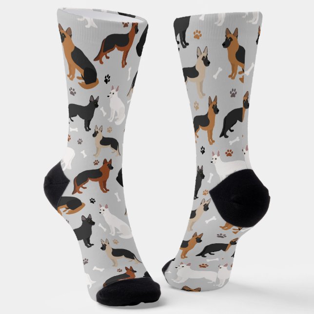 German Shepherd Bones and Paws Socks (Angled)