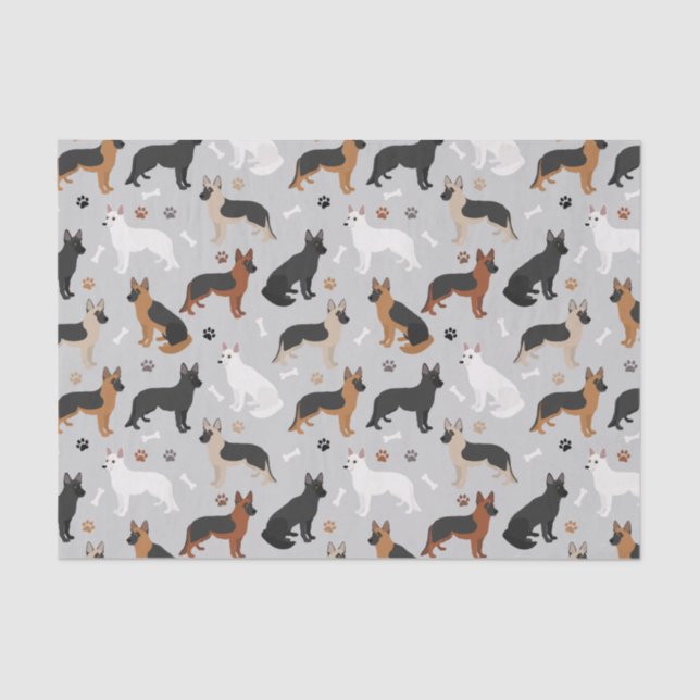 German Shepherd Bones and Paws Tissue Paper (Front)