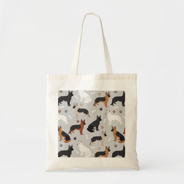 German Shepherd Bones and Paws Tote Bag (Front)