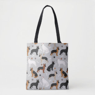 German Shepherd Bones and Paws Tote Bag