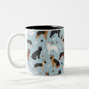 German Shepherd Bones and Paws Two-Tone Coffee Mug
