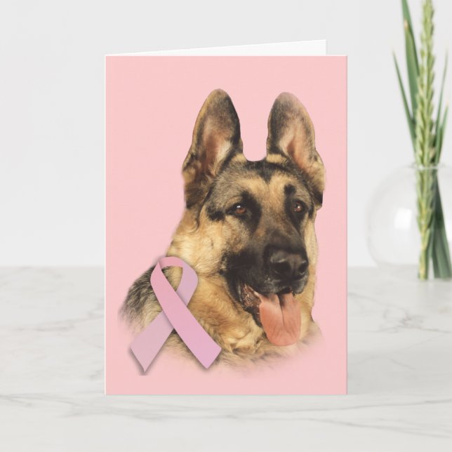 German Shepherd Breast Cancer Greeting Card (Front)