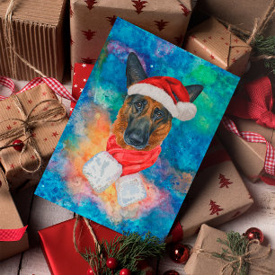 German Shepherd Breed Dog Christmas Holiday Postcard