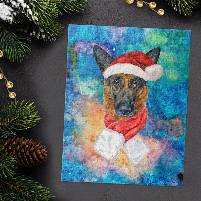 German Shepherd Breed Dog Christmas Jigsaw Puzzle (Creator Uploaded)