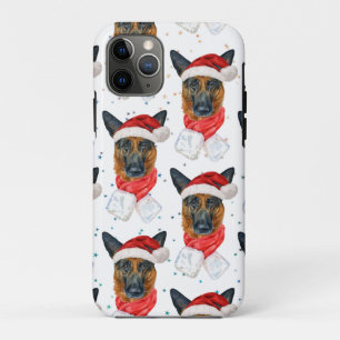 German Shepherd Breed Dog Pattern Stars Christmas iPhone 11 Pro Case