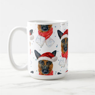 German Shepherd Breed Dog Pattern Stars Christmas Coffee Mug
