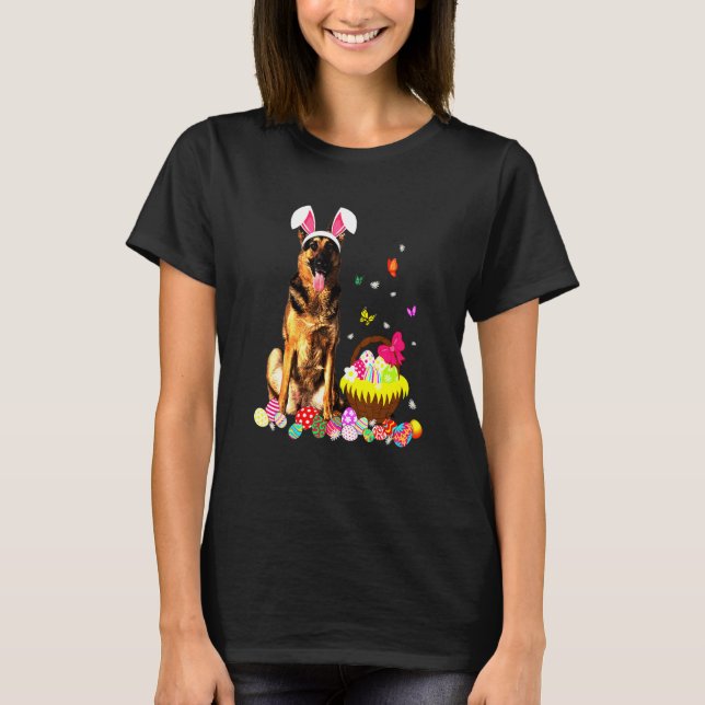 German Shepherd  Bunny Easter Day Dog T-Shirt (Front)
