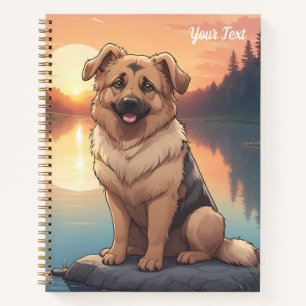 German Shepherd by Lake Notebook